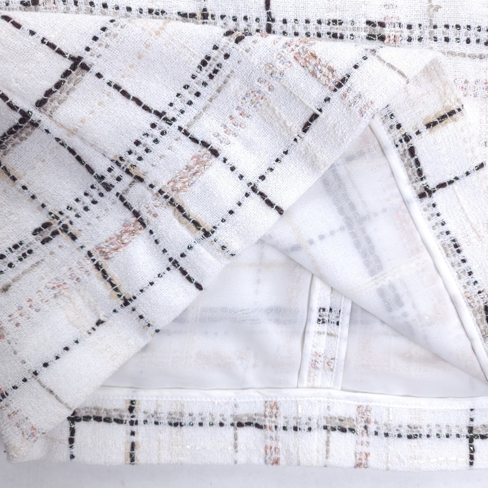 Lafayette 148 White Plaid Weave Shift Dress Sz 2 - Picture 6 of 16